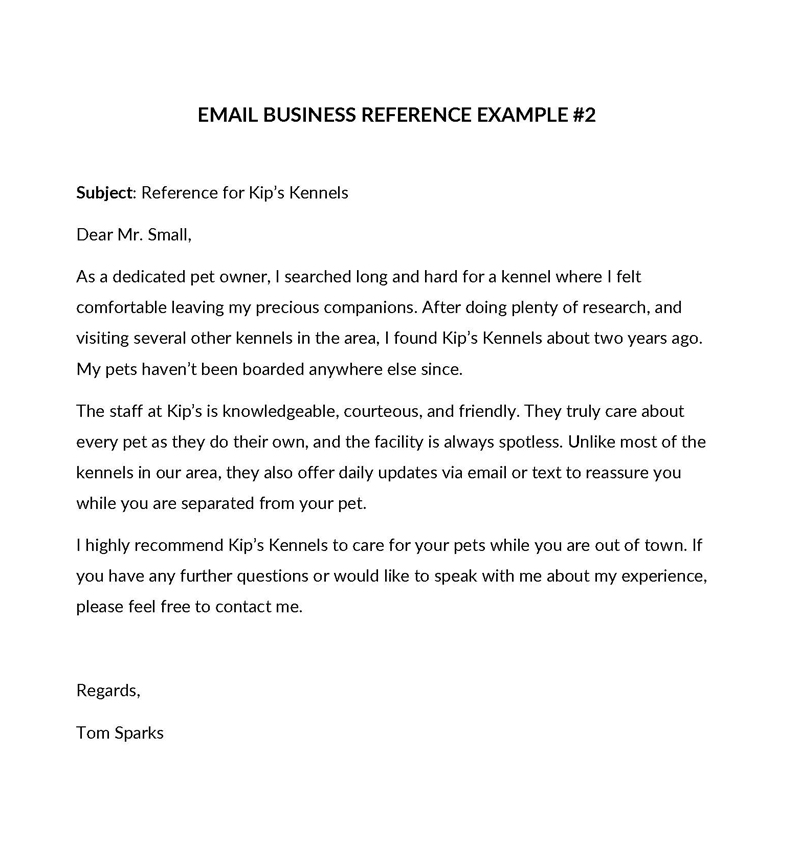email business reference letter example