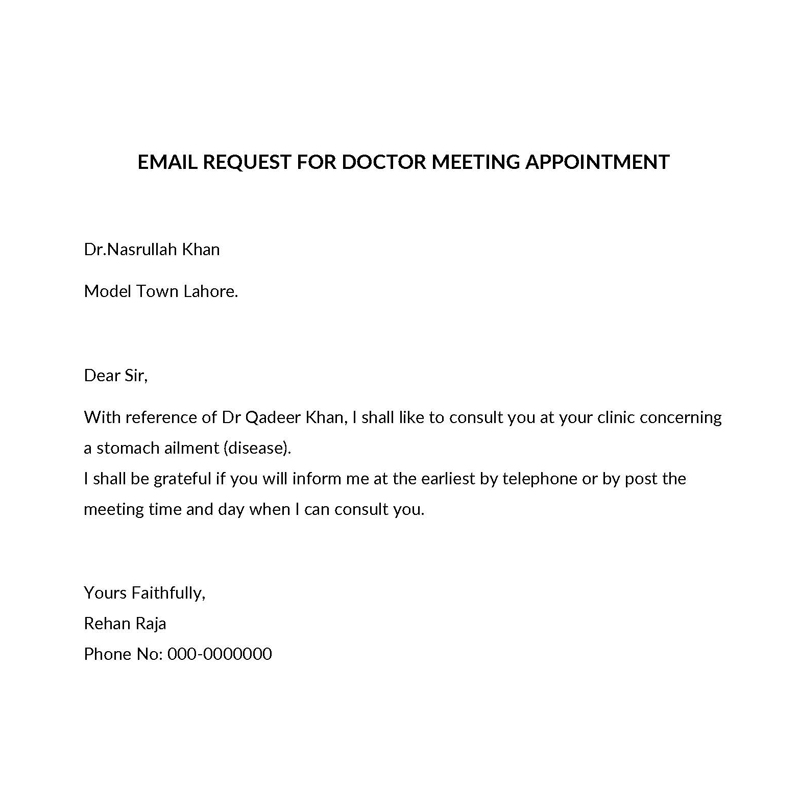 Free Professional Doctor Meeting Appointment Request Letter Sample as Word Document