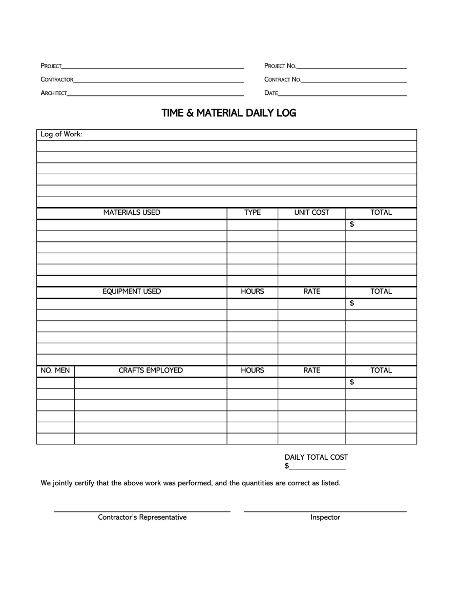 Free daily activity log template 10