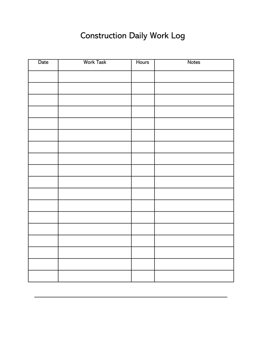 Construction Activity Log for Daily Use