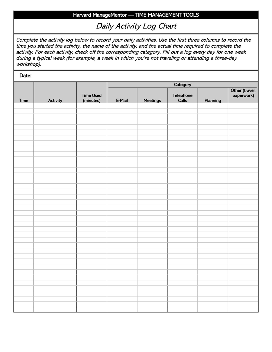 printable activity log sheet