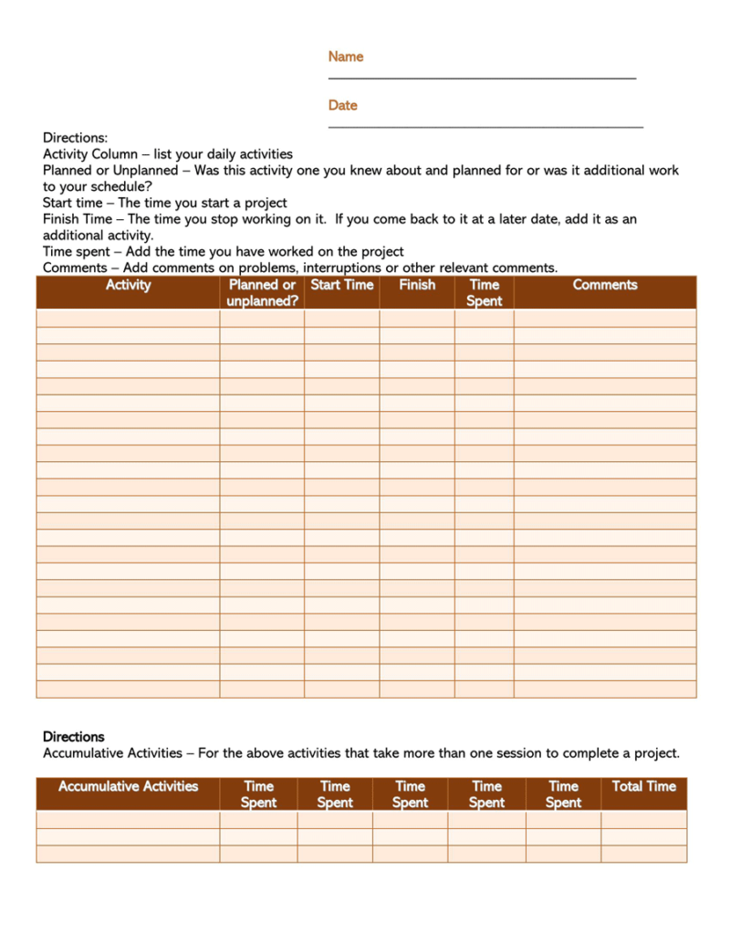 30 Free Daily Activity Log Templates (Excel, Word, PDF)