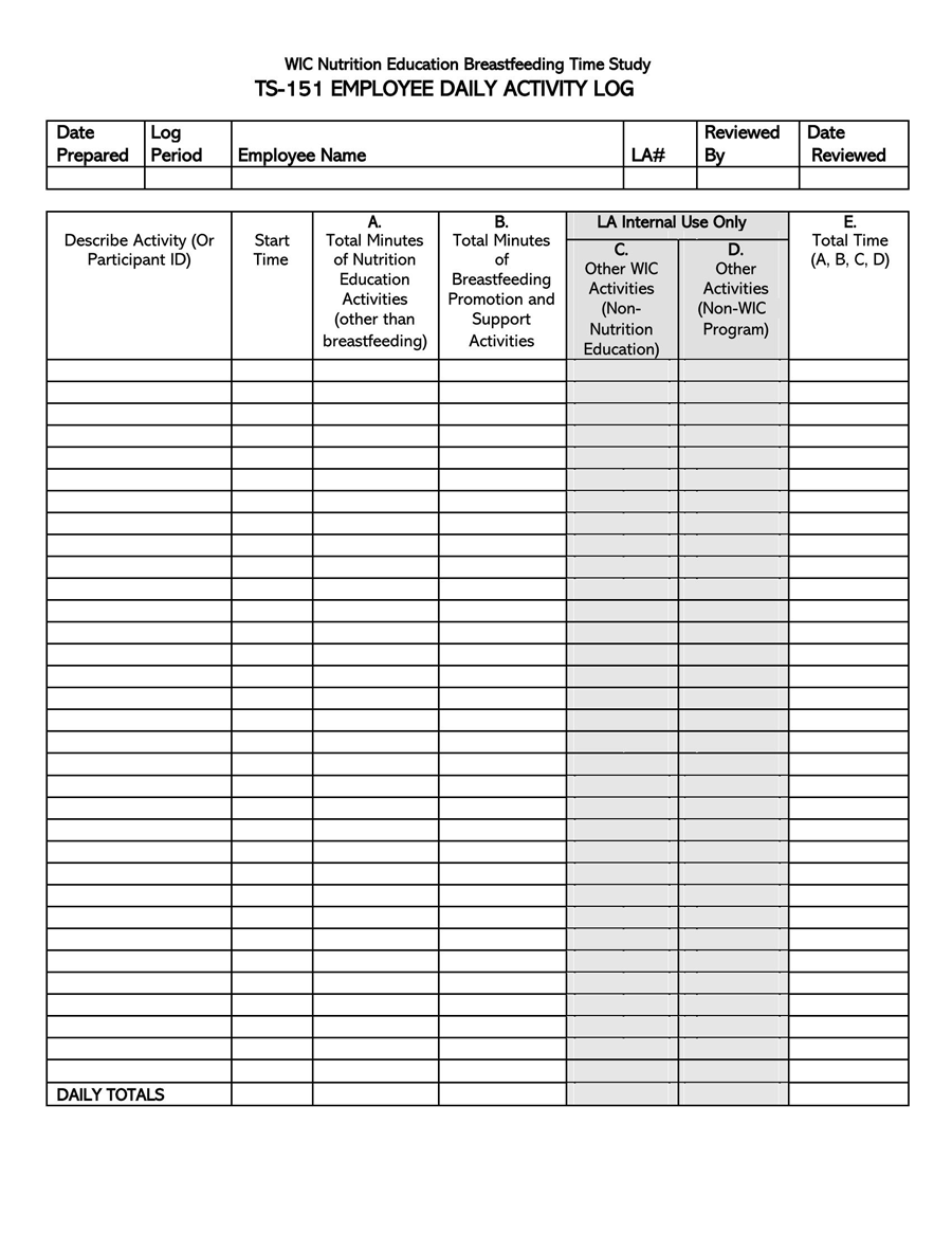 Efficient daily activity log template 08