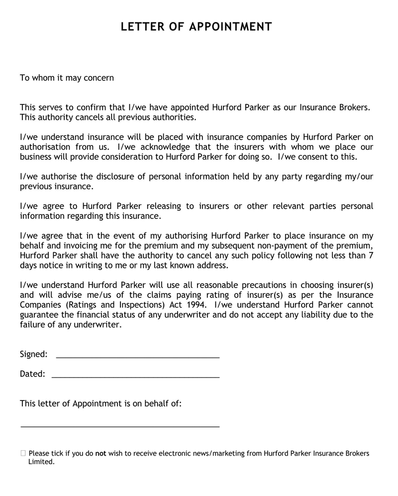 Agent appointment letter free template 06