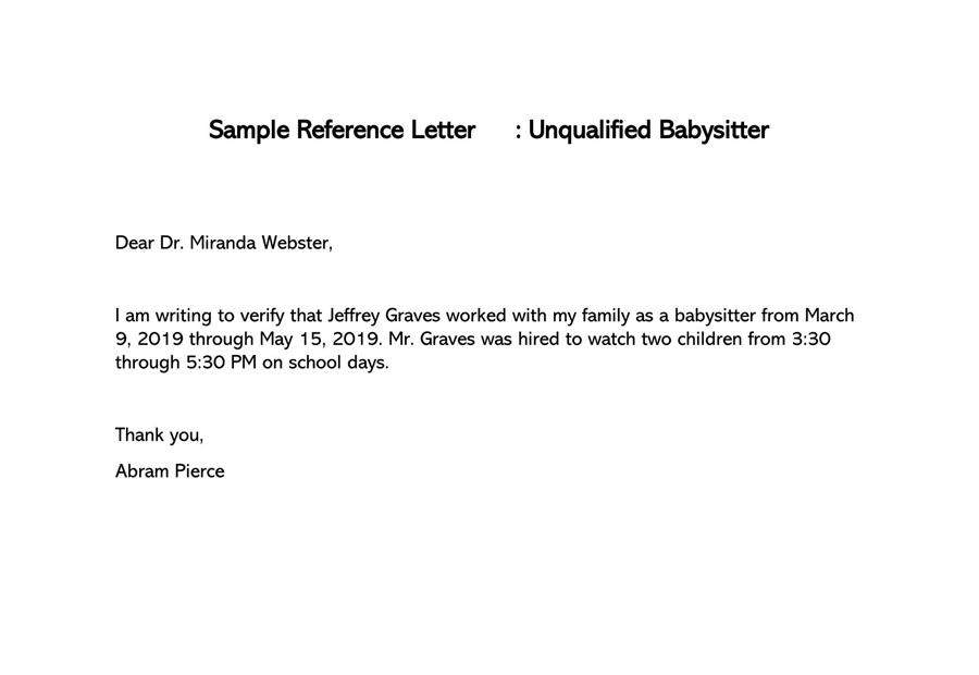 Recommendation Letter for Unqualified Babysitter