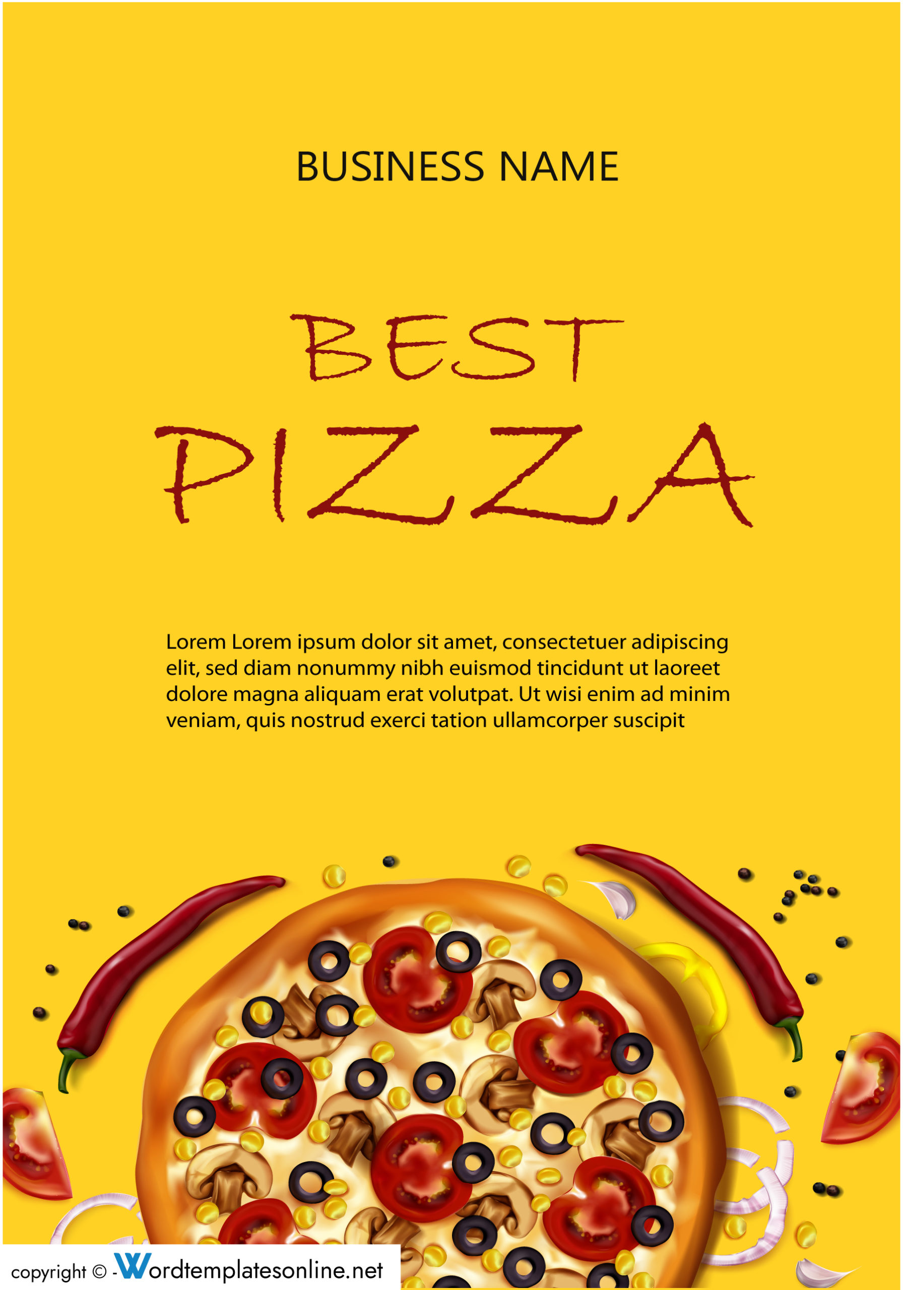 pizza menu cover page free