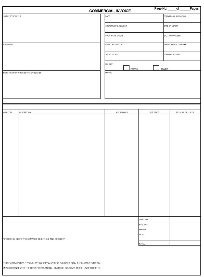 Free Commercial Invoice Template 06 for PDF