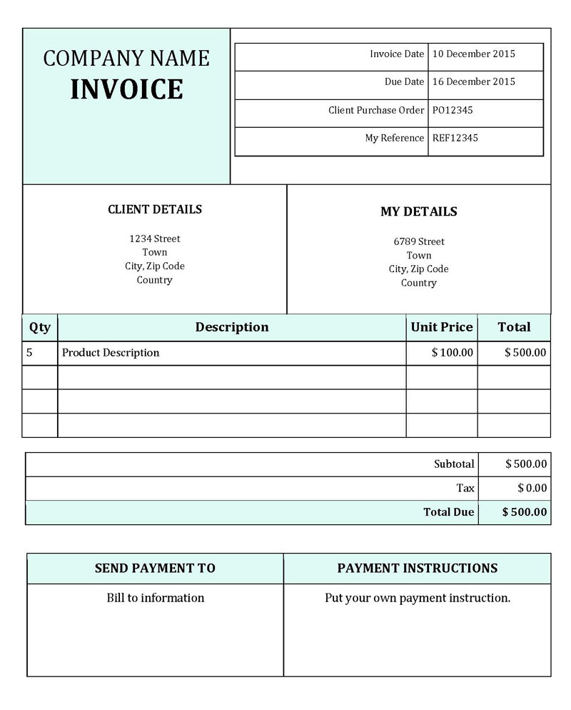 Free Commercial Invoice Template 02 for Word