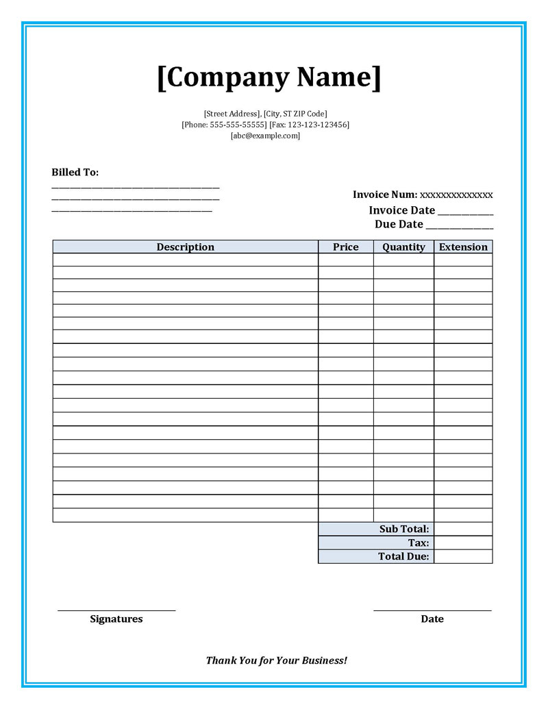  free commercial invoice template excel
