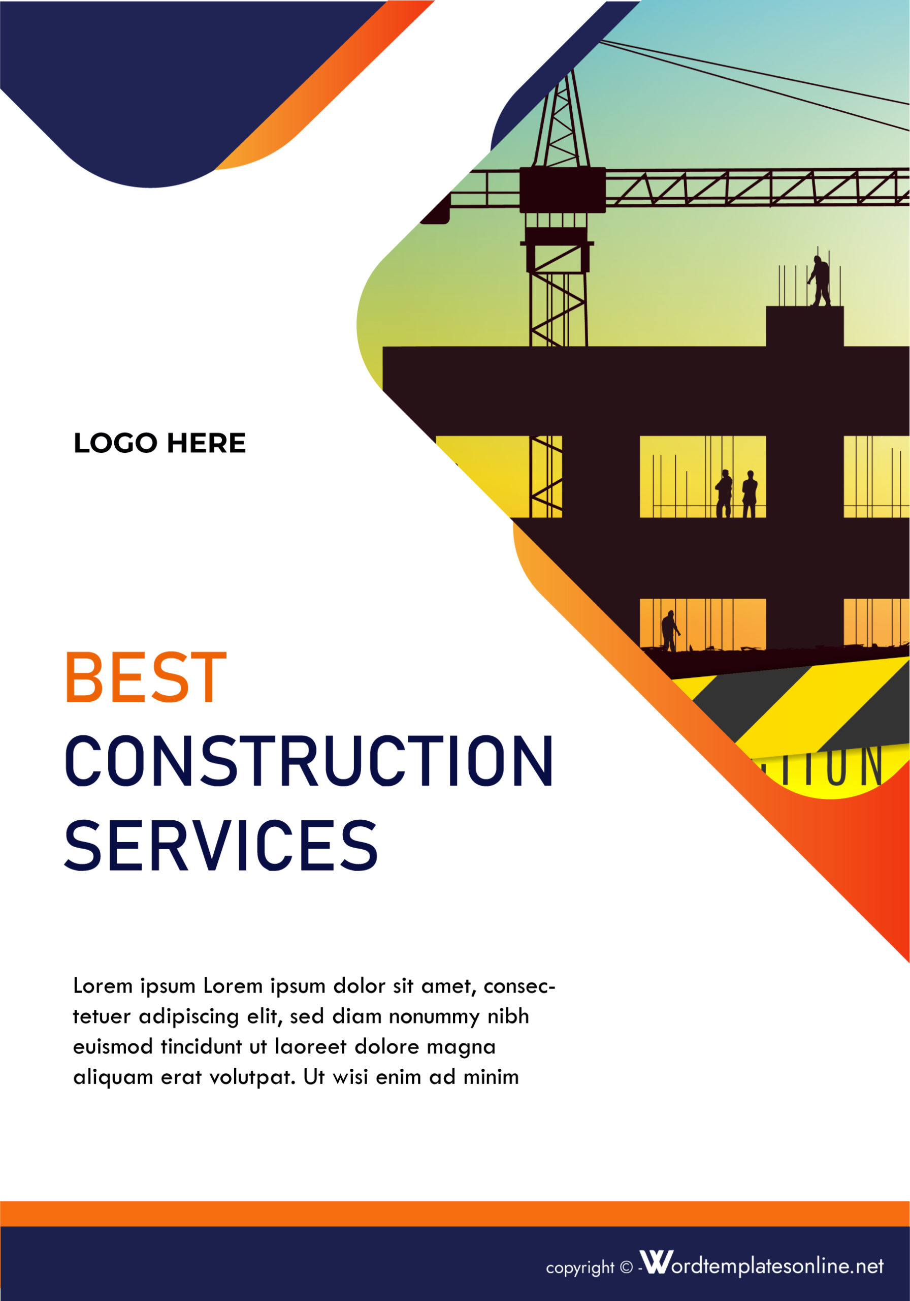 Professional Cover Page for Construction Services - Free Downloadable Template