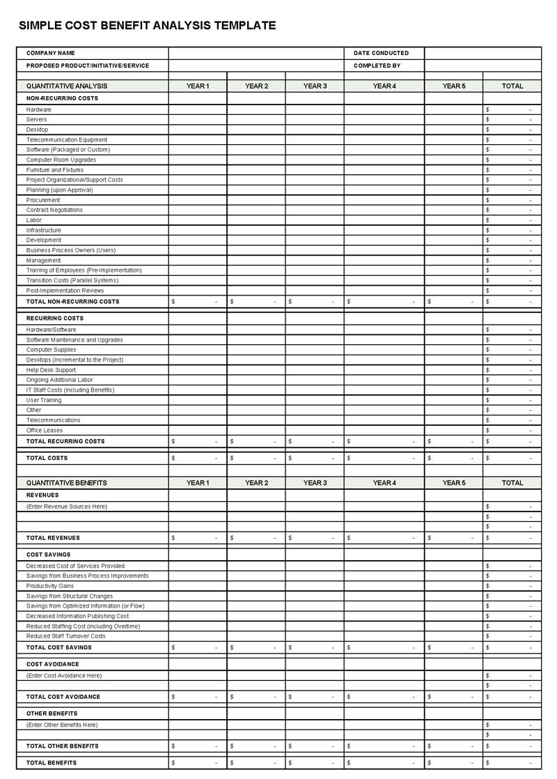 Excel Cost Benefit Analysis Template - Free Download 06