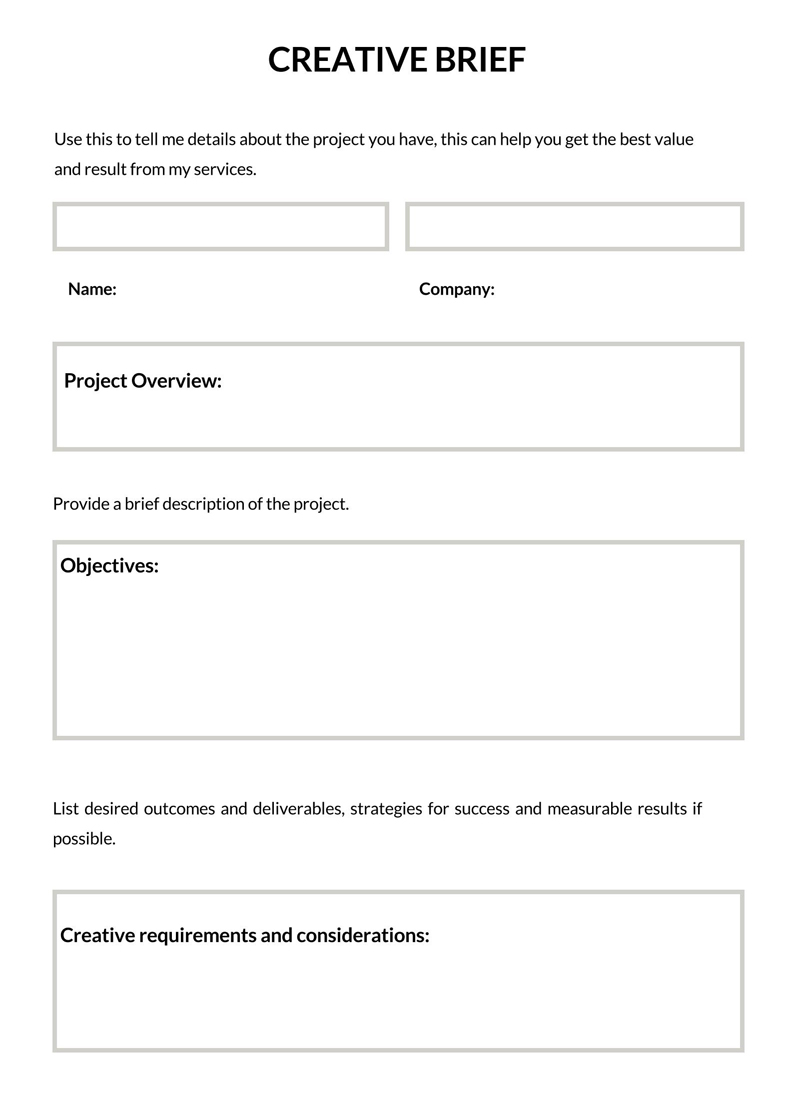 Free Downloadable Basic Creative Brief Template 06 for Word Document