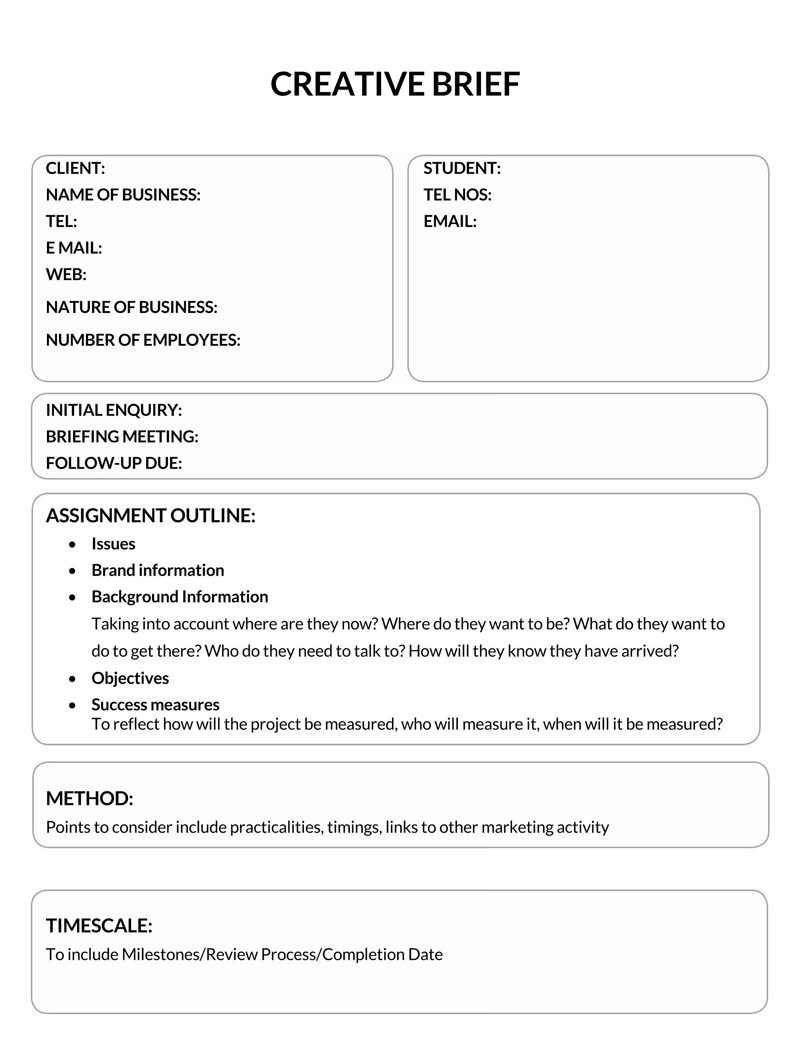 Free Professional Creative Basic Brief Template 12 for Word Document