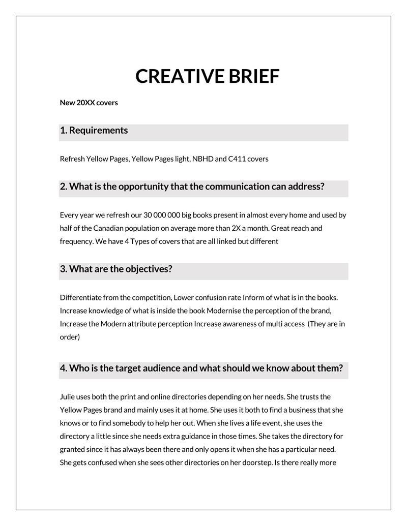 Free Professional Creative Basic Brief Template 14 for Word Document