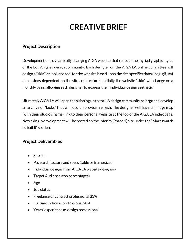 Free Professional Creative Basic Brief Template 15 for Word Document