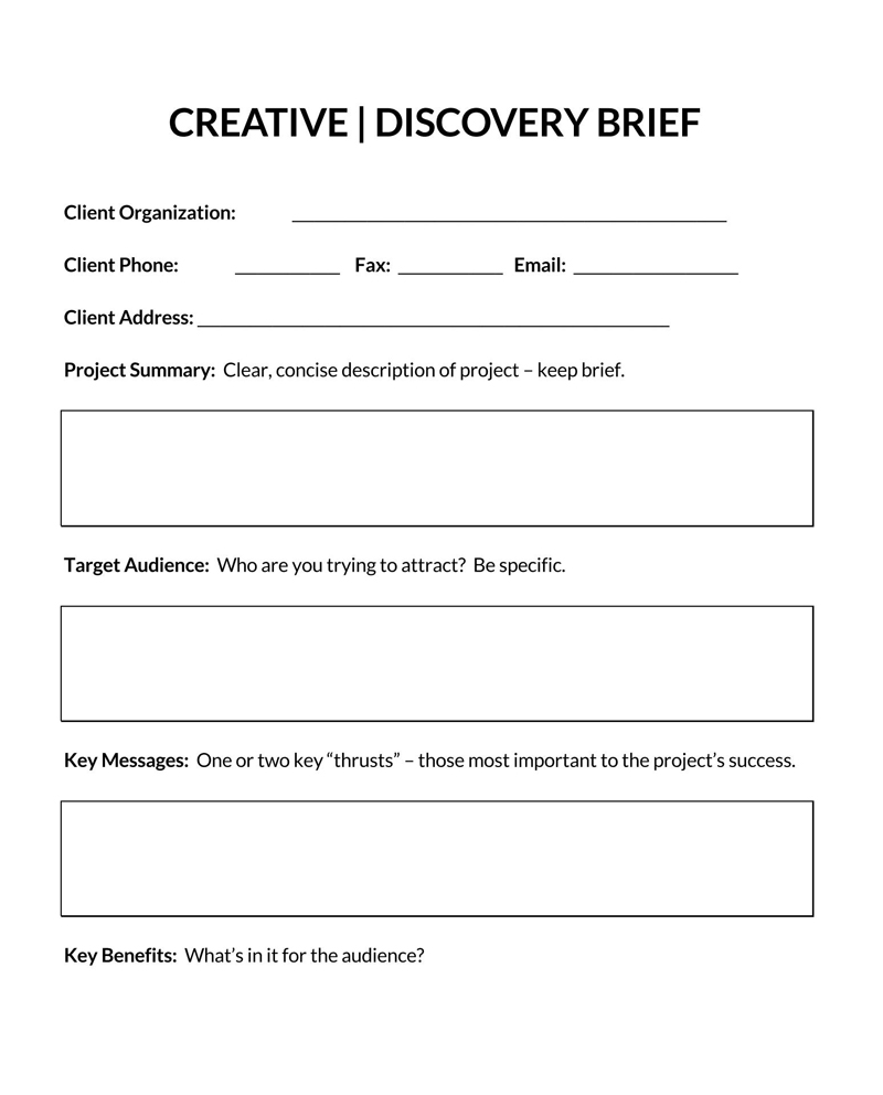Free Professional Discovery Creative Brief Template for Word Document