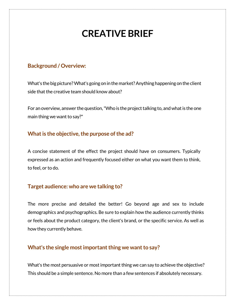 Free Professional Creative Basic Brief Template 20 for Word Document