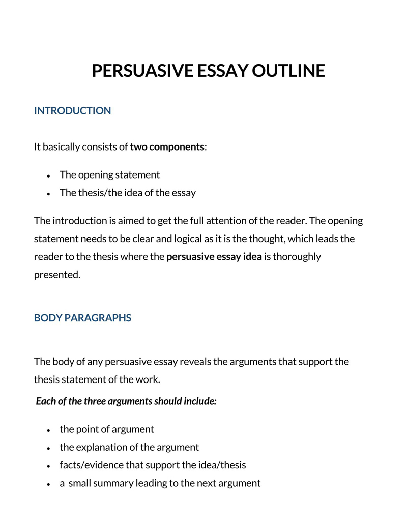 Editable Essay Outline Example
