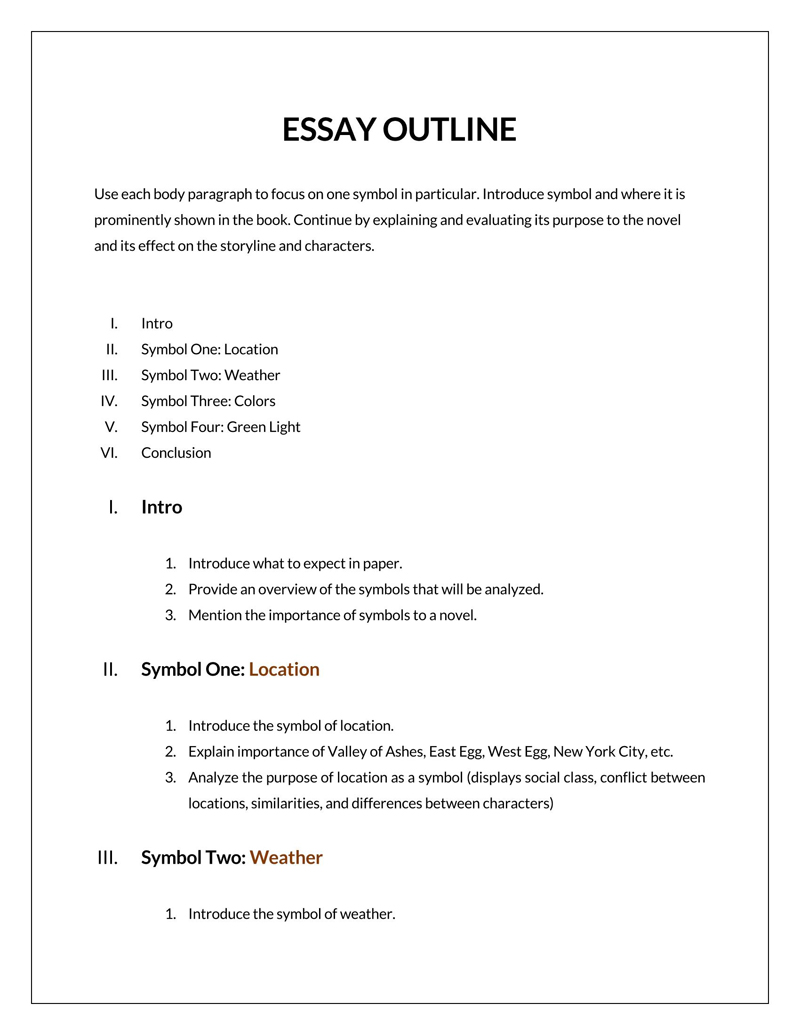 Free Downloadable General Essay Outline Sample 02 for Word Document