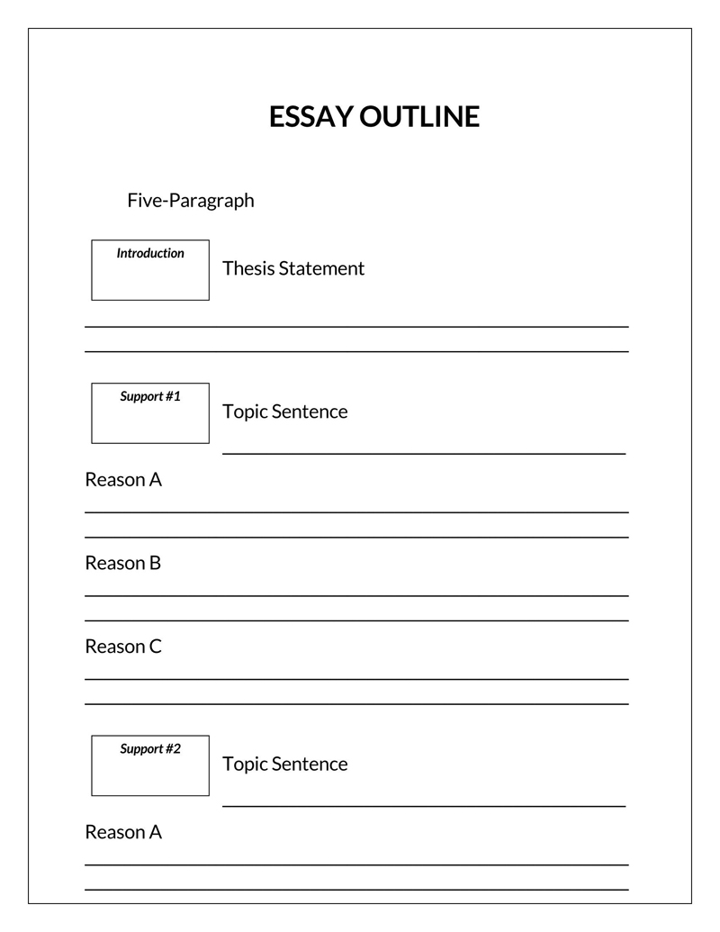 Free Printable Five Paragraph Essay Outline Template as Word Format