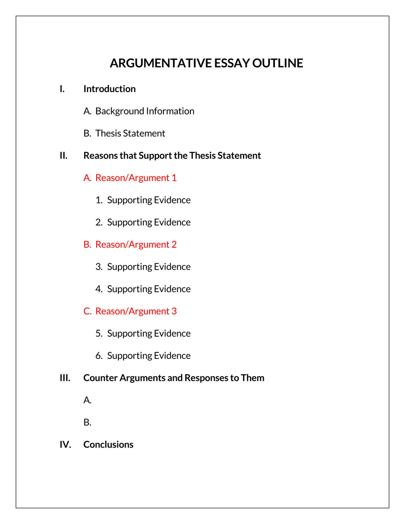 Professional Essay Outline Template