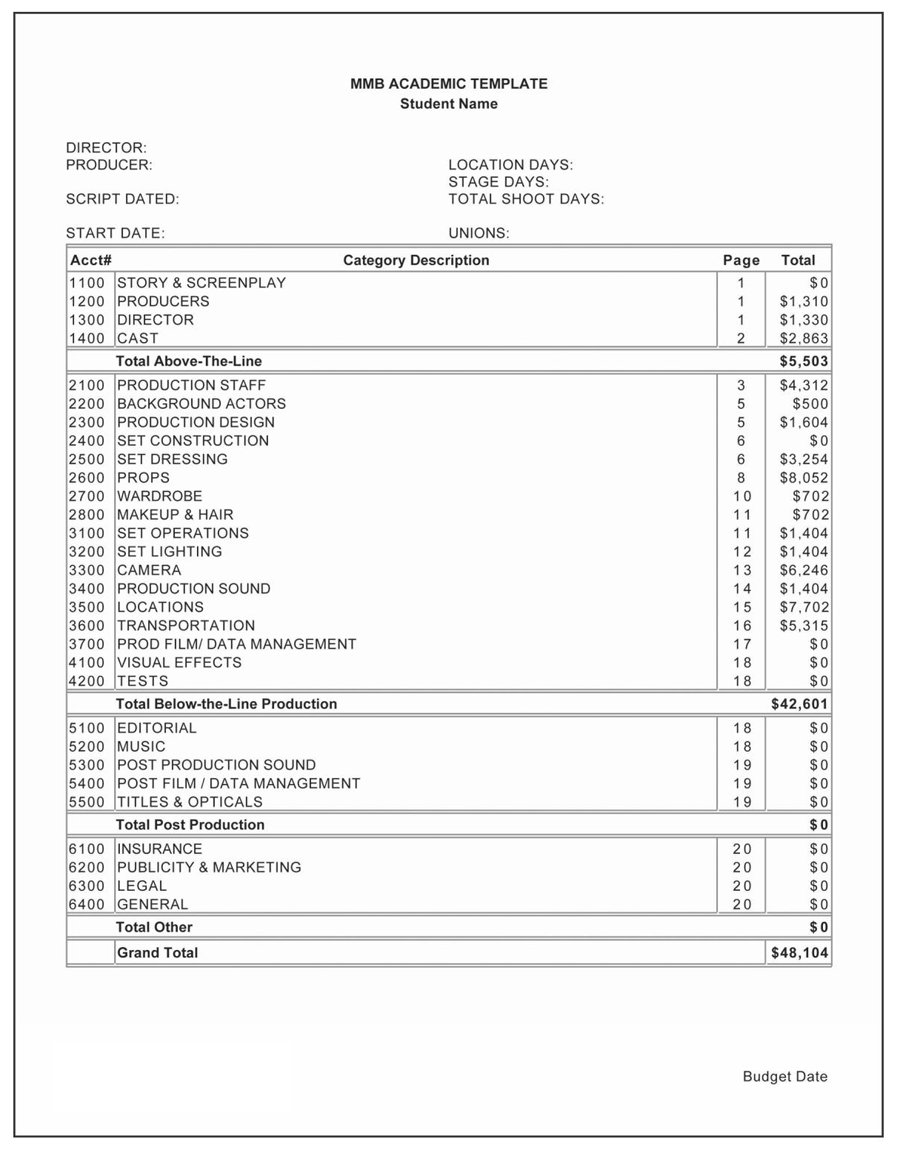 Film Budget Planning Template08