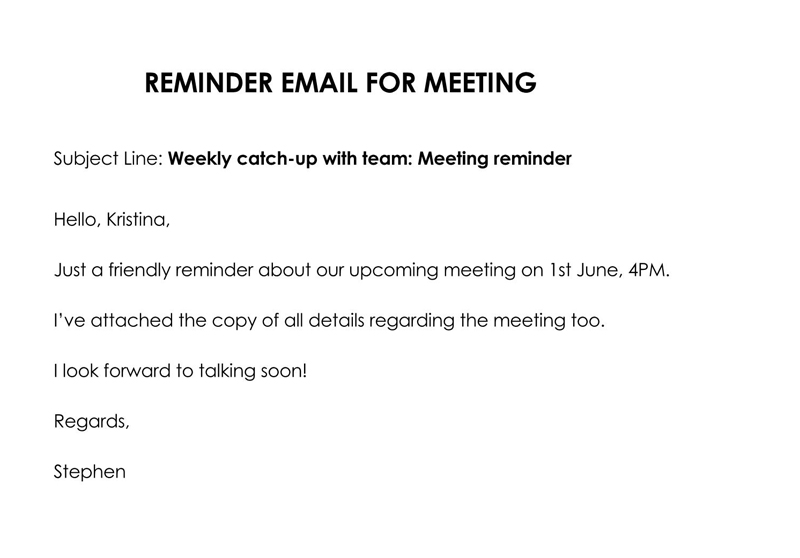 Free Reminder Email for Meeting Example 01 as Word File