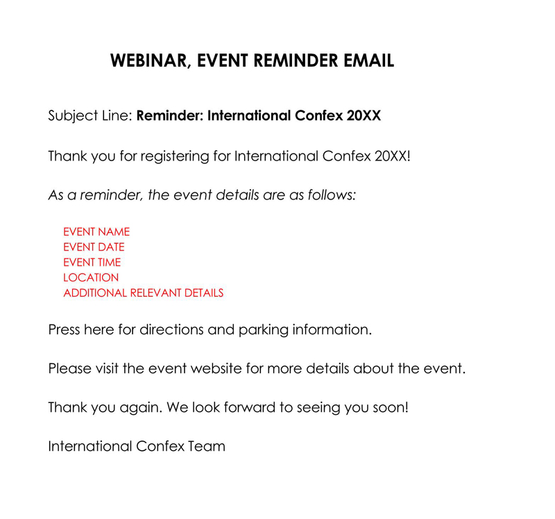 Editable Reminder Email Template
