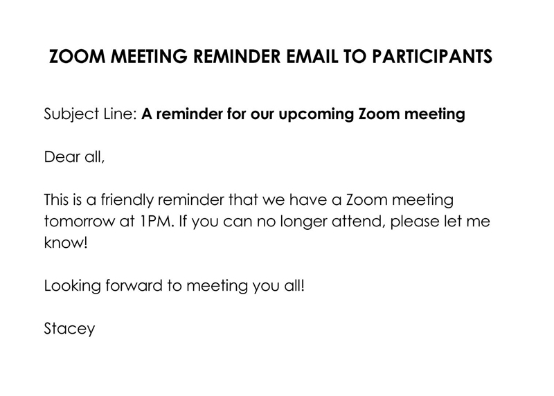 Free Zoom Meeting Reminder Email to Participants in Word Format