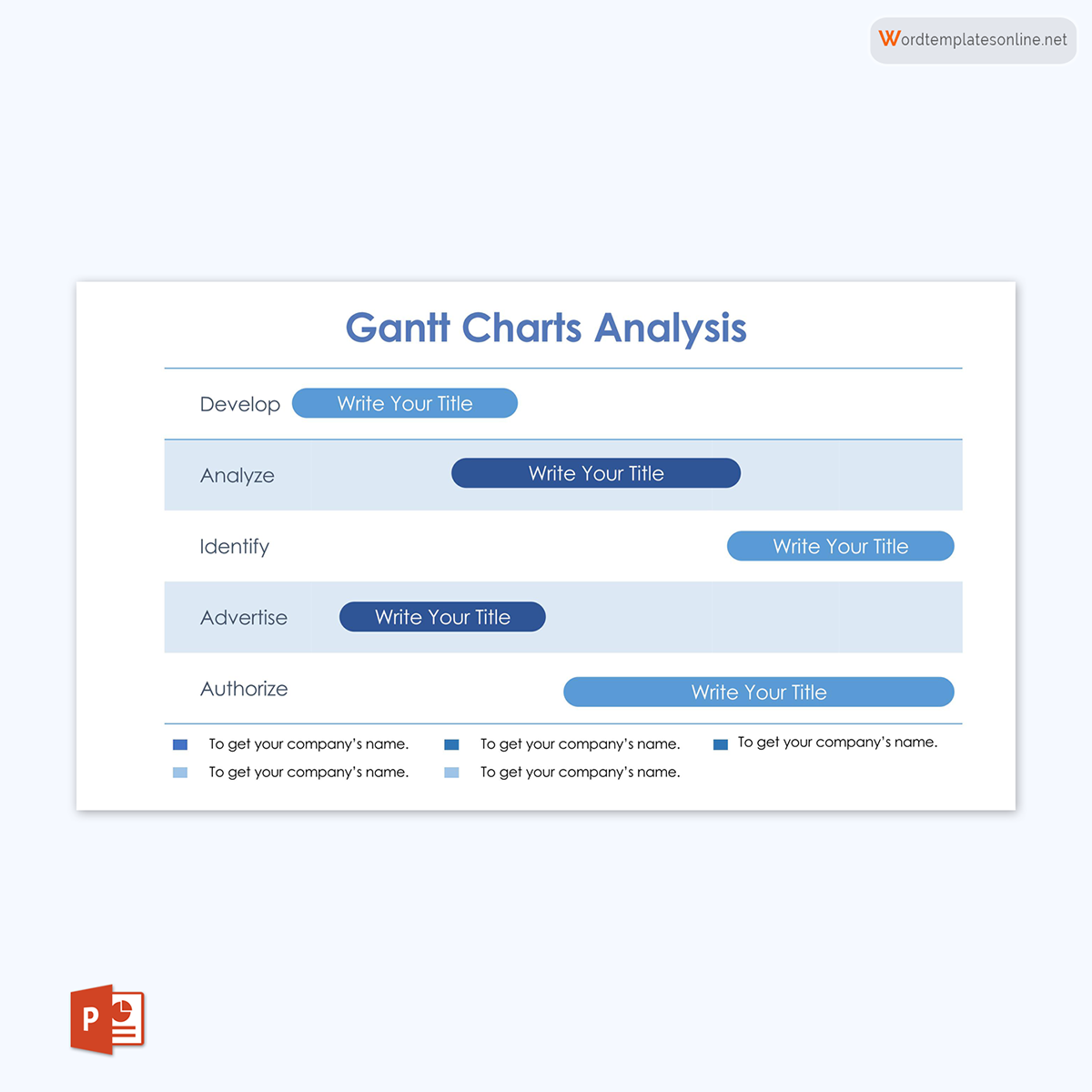 Professional Editable Title Based Gantt Chart Analysis Template 01 as PowerPoint Slides