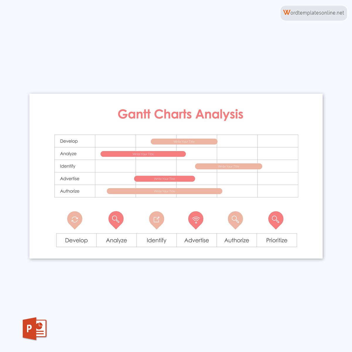 Professional Editable Title Based Gantt Chart Analysis Template 02 as PowerPoint Slides