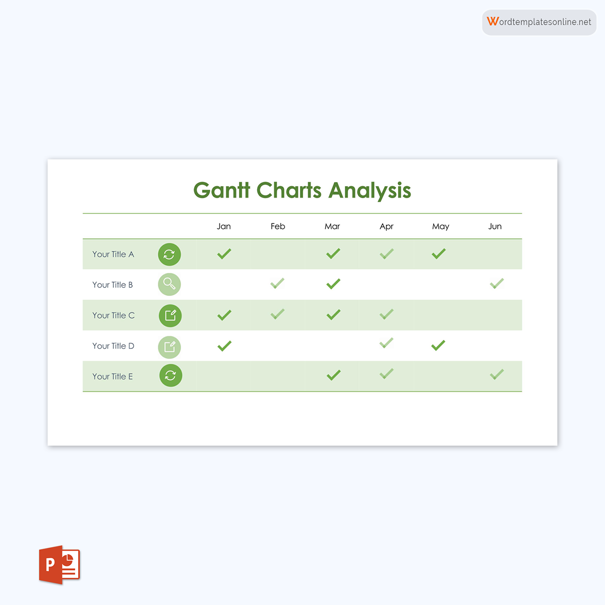 Great Fillable Half Yearly Gantt Chart Analysis Template 01 as PowerPoint Slides