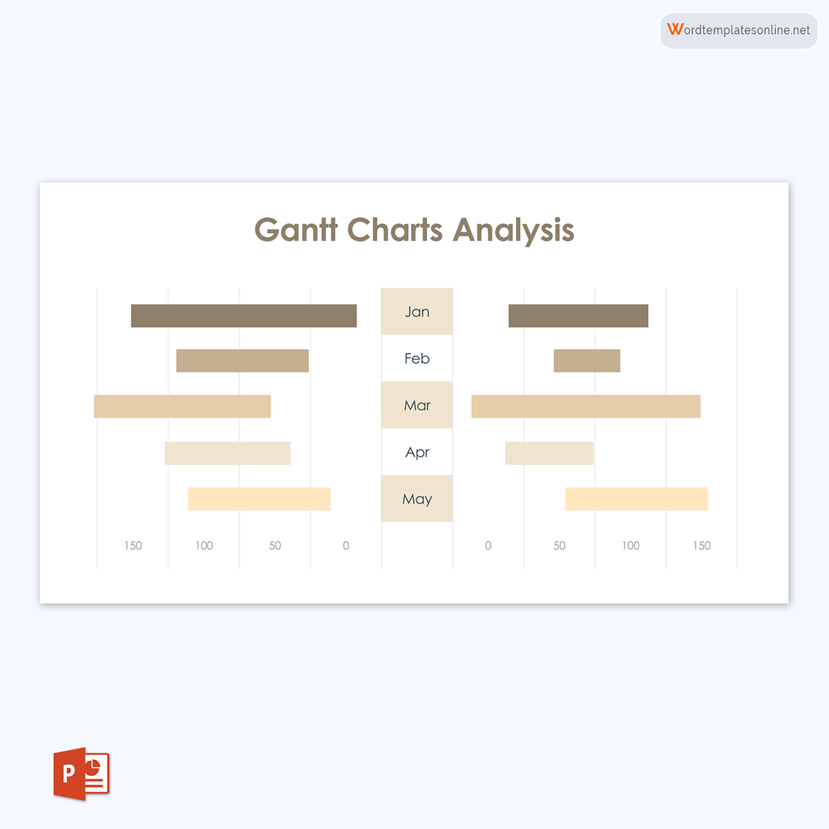 Great Fillable Half Yearly Gantt Chart Analysis Template 02 as PowerPoint Slides