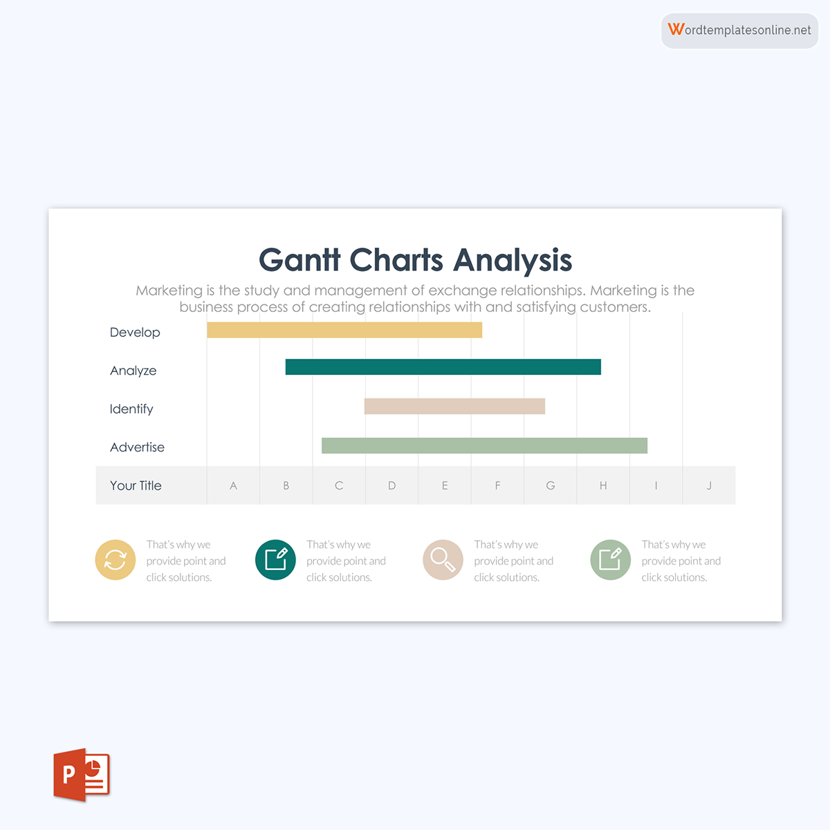 Professional Editable Title Based Gantt Chart Analysis Template 07 as PowerPoint Slides