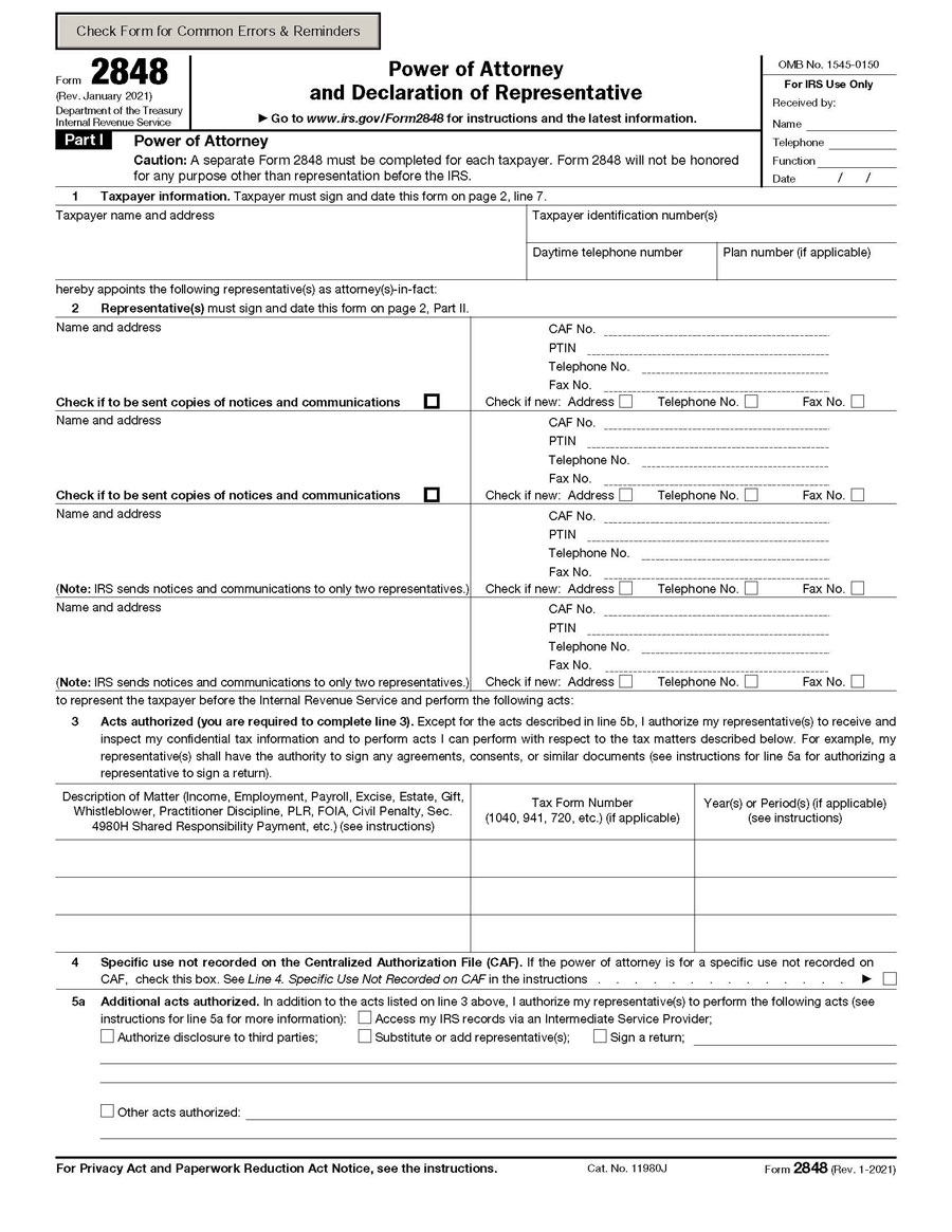 Maryland Tax Power of Attorney Form - Printable Template