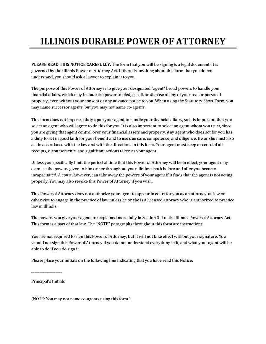  power of attorney form illinois pdf