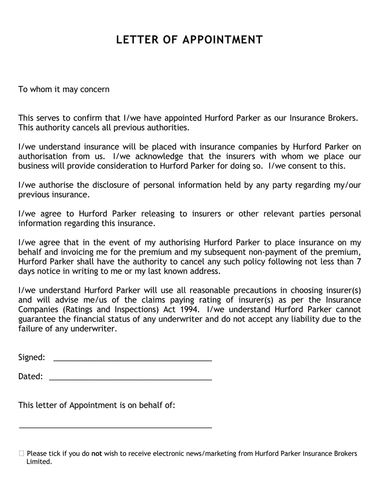 appointment letter format for advertising agency