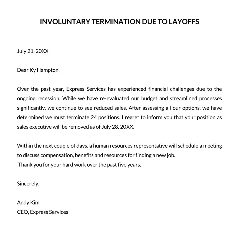 Editable Termination Letter Sample