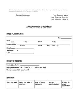 22 Free Job Application Forms (Templates) - Word, PDF
