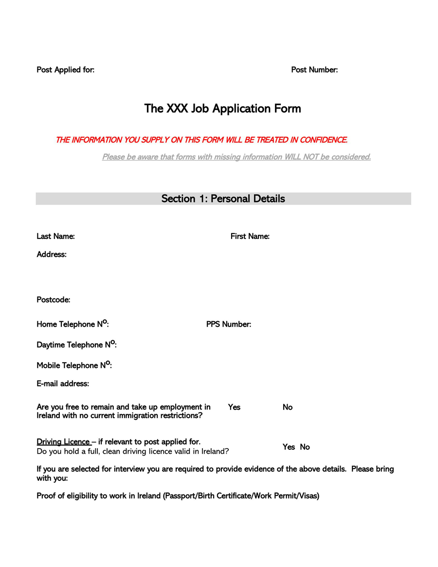 Free Job Application Form Sample 07