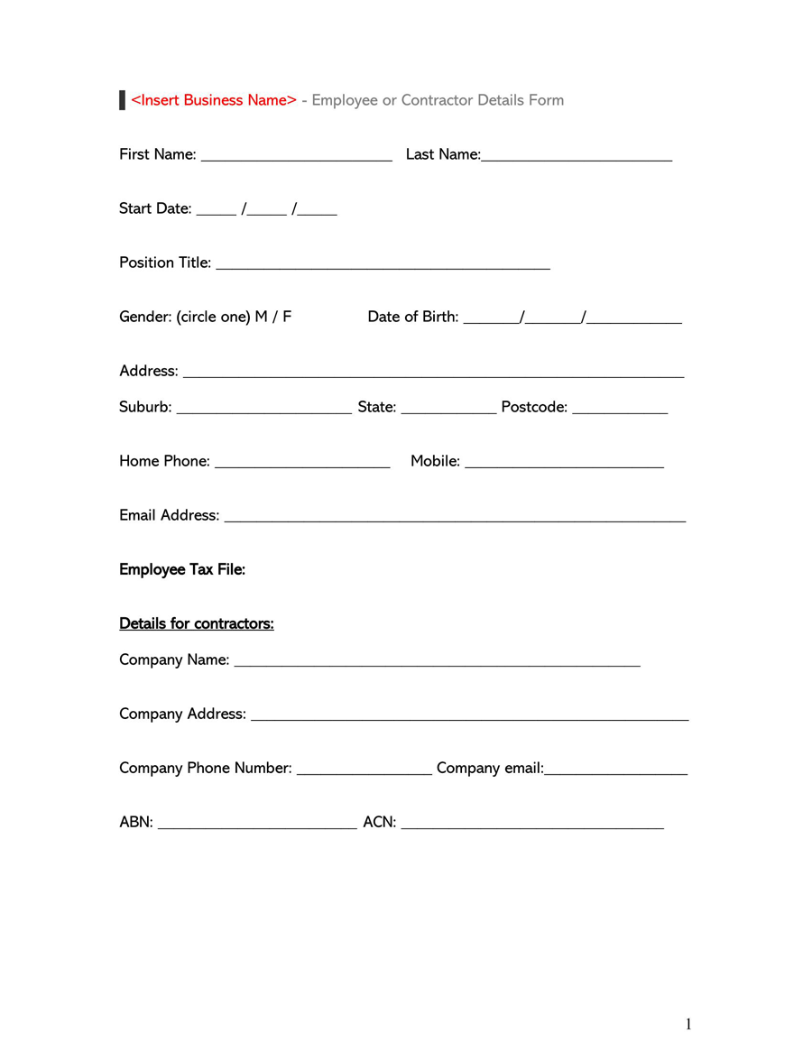 Business Job Application Form