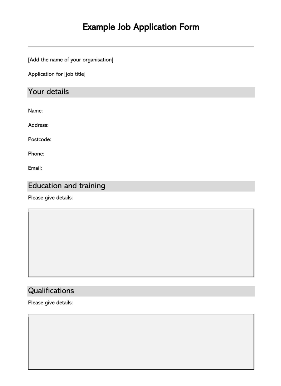 Printable Job Application Form Template 08