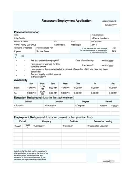 22 Free Job Application Forms (Templates) - Word, PDF