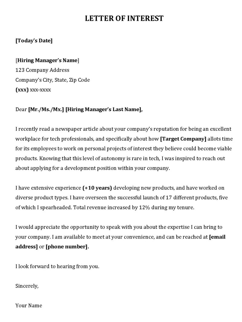Letter of Intent Free Template 01