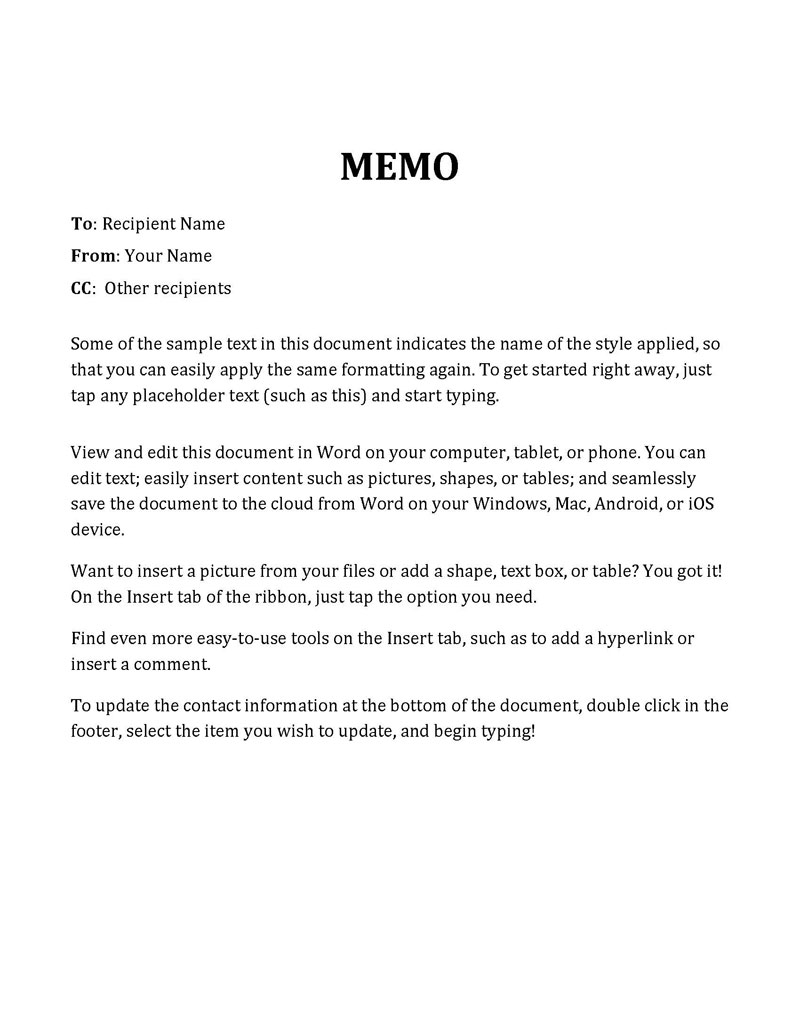 Free Editable Memo Template 02