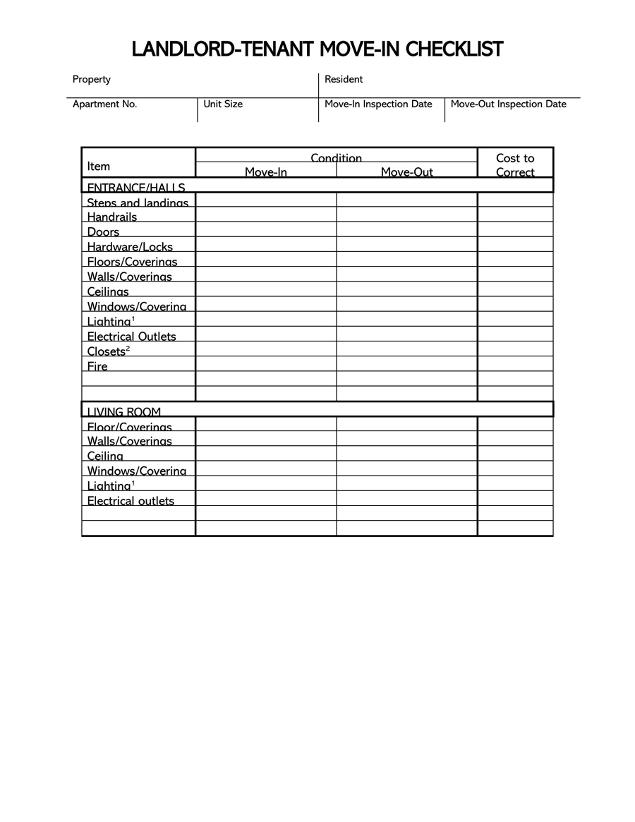Move-out checklist template 01