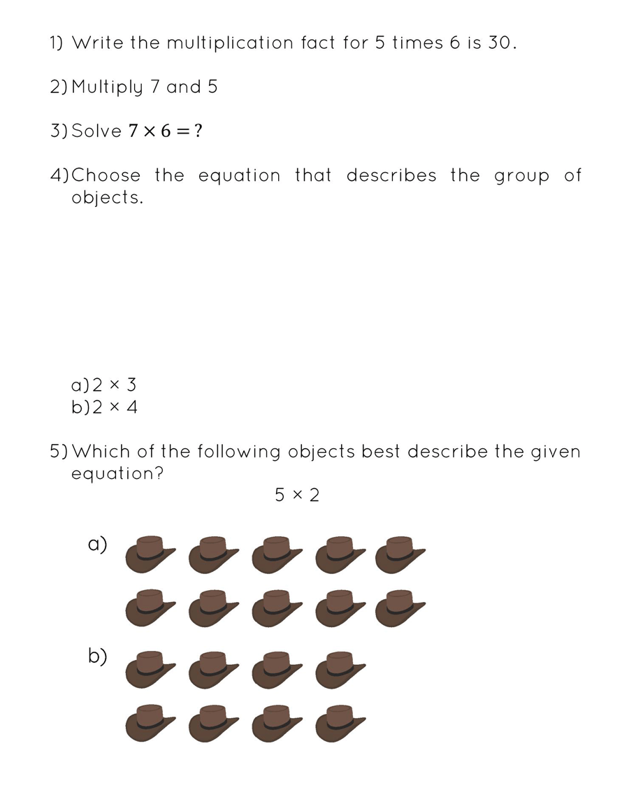 Grade Two Multiplication Worksheet