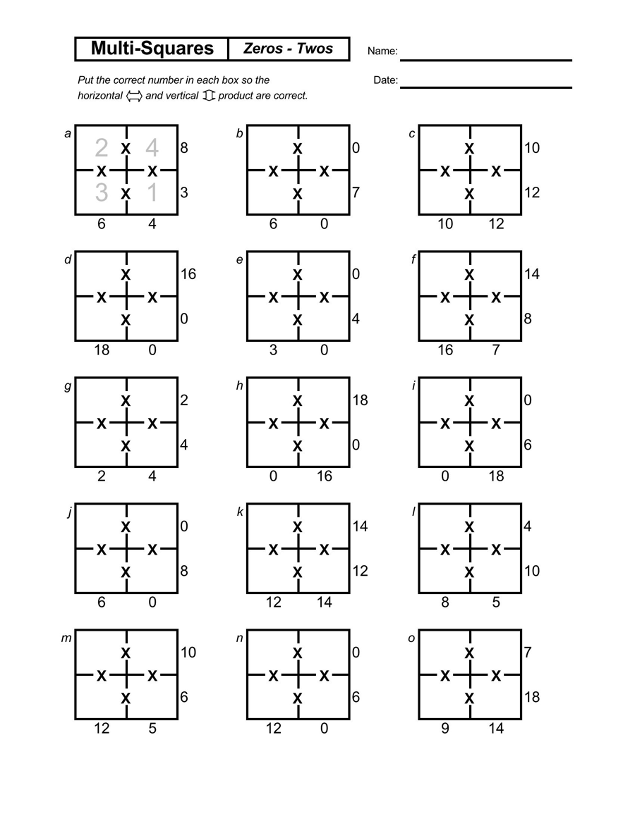 Cross Multiplication Box Worksheet
