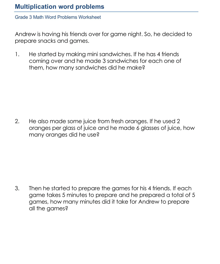 Word Problems for Grade 3
