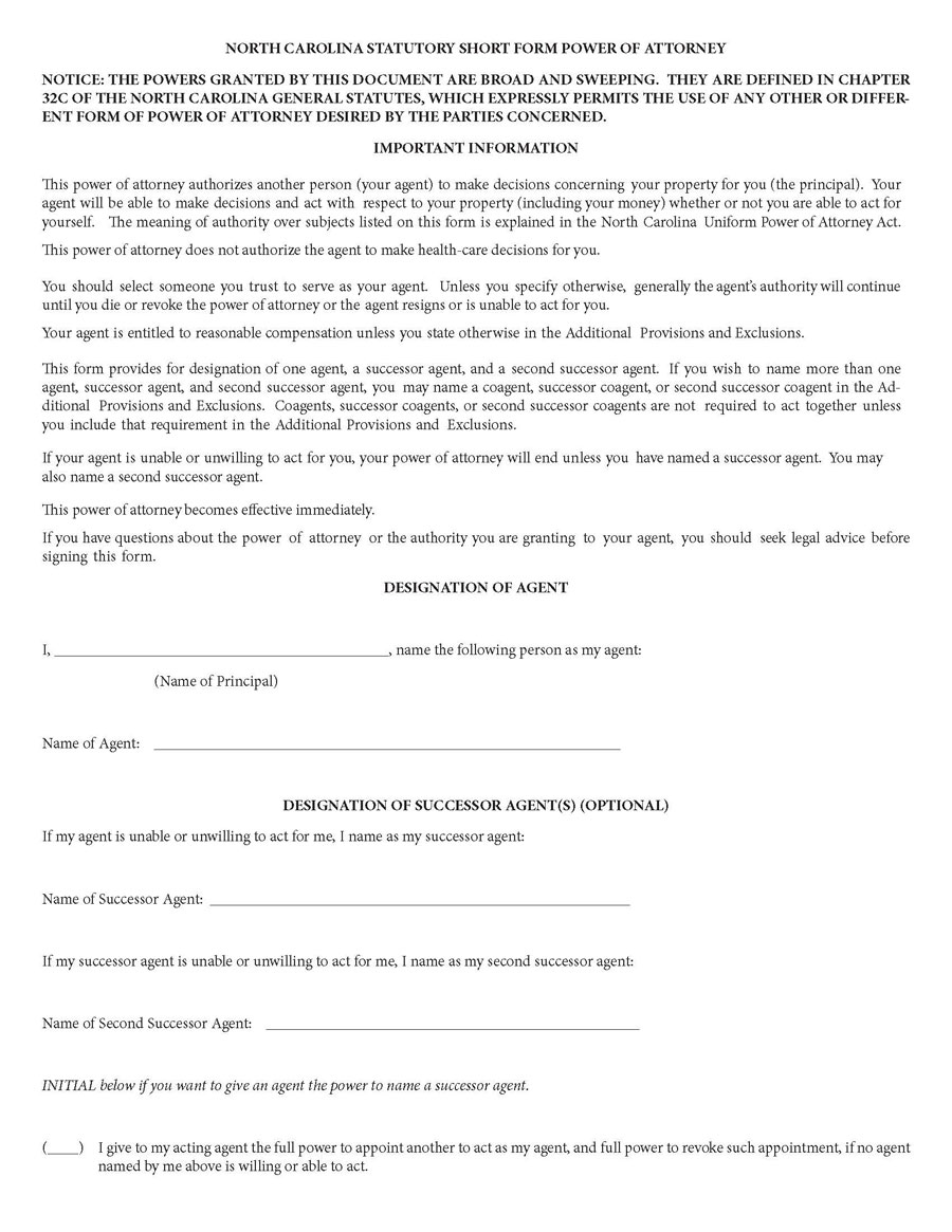 Sample Printable North Carolina Limited Power of Attorney Template 02 as Pdf File